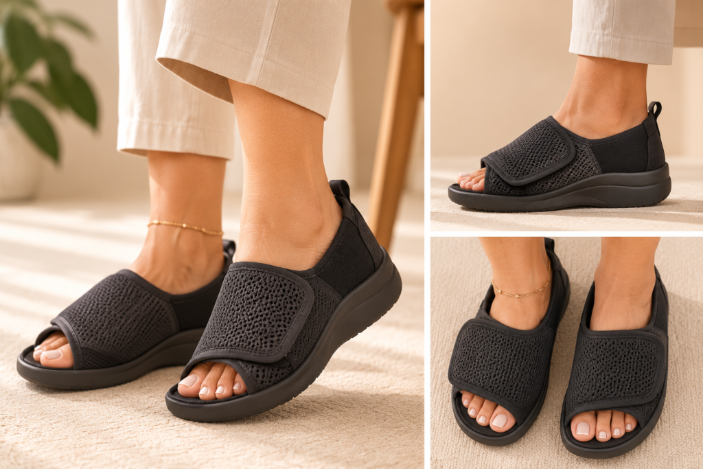 Zapato abierto ajustable para pies sensibles
